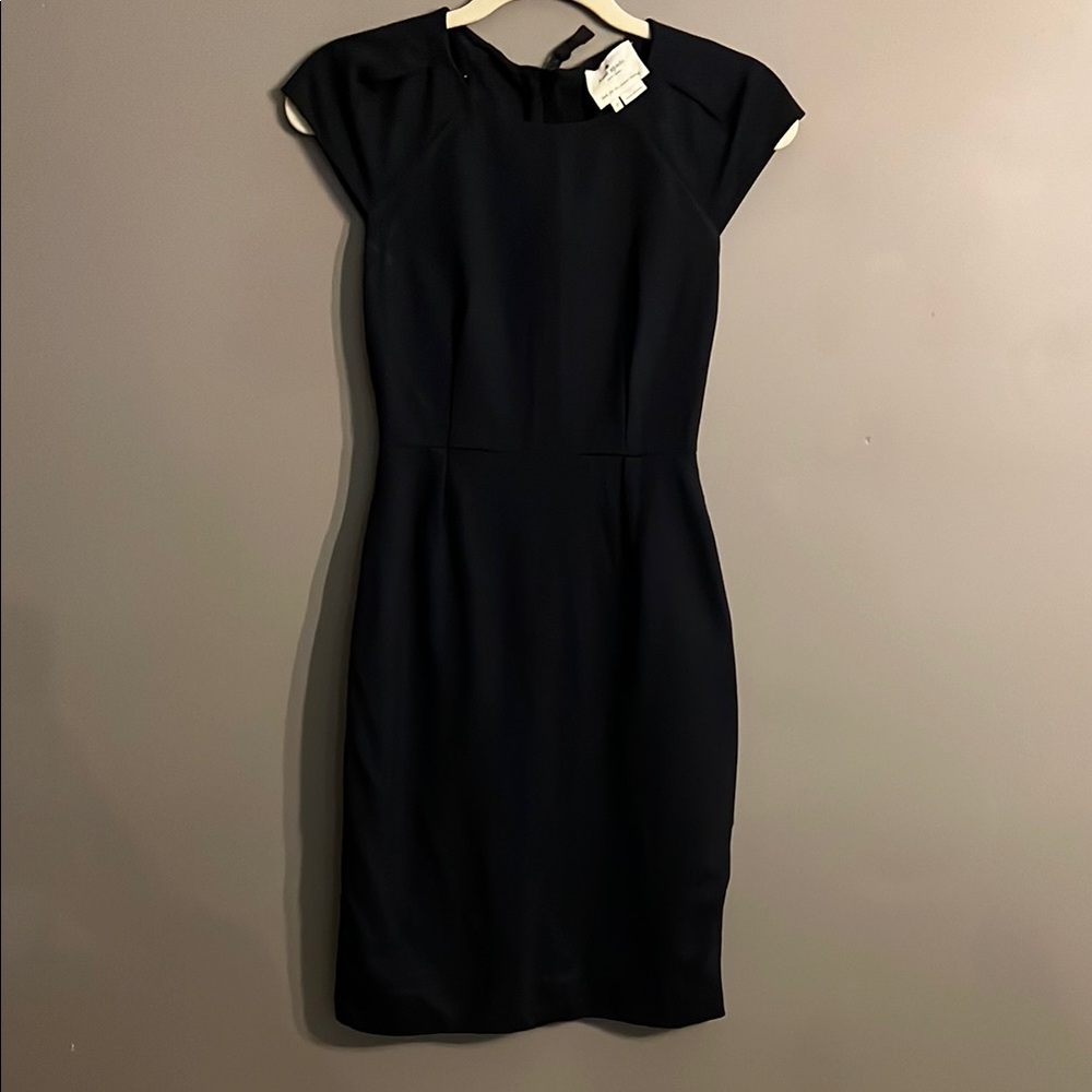 Kate Spade Black Sheath Midi Dress Cap Sleeve